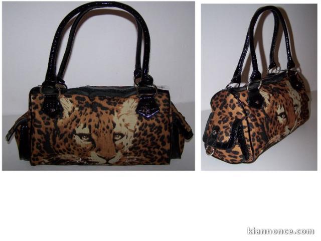 sac léopard avec poches de côter