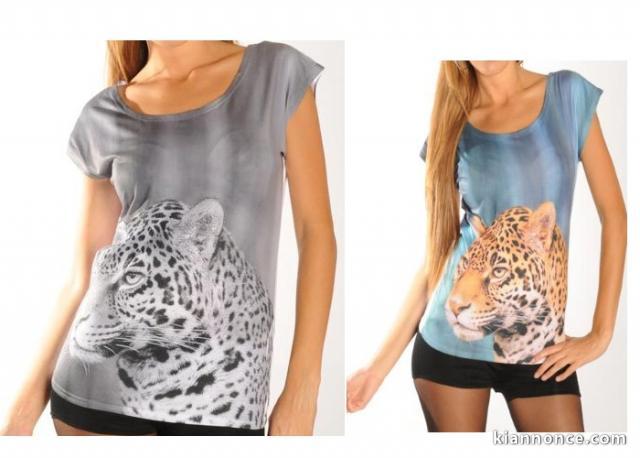 Tee-shirt   avec une belle imprimé en léopard