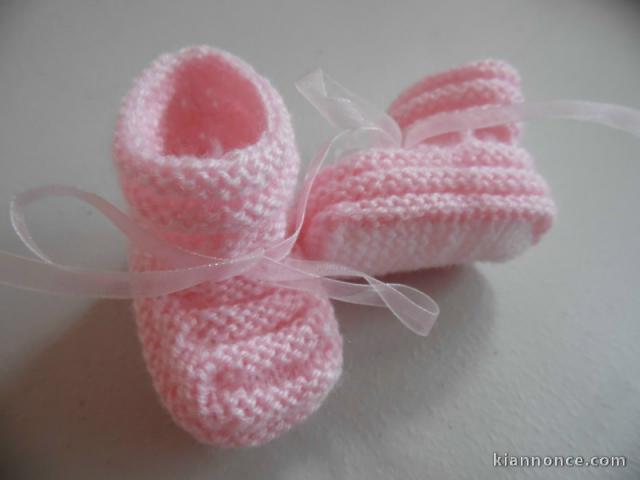 tricot bébé chaussons laine tricot fait main