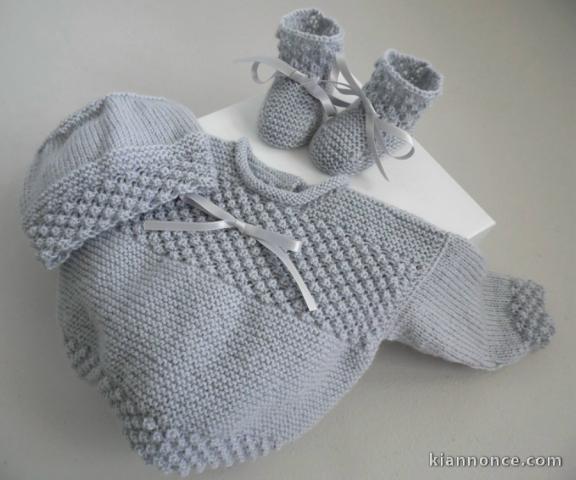 Trousseau Gris bébé tricot fait main