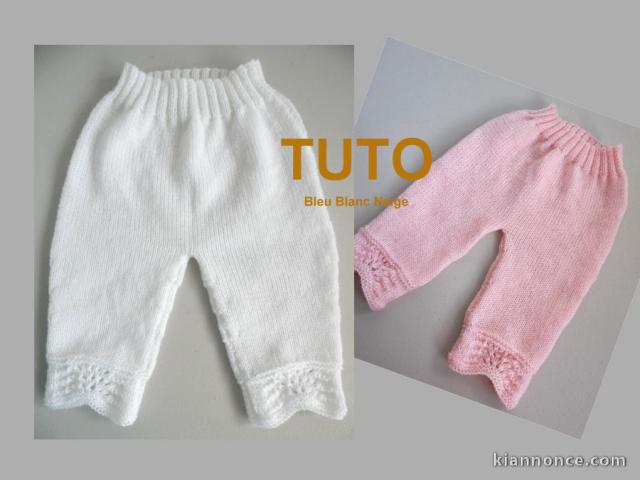 Explication TUTO pantalon layette bébé tricot laine
