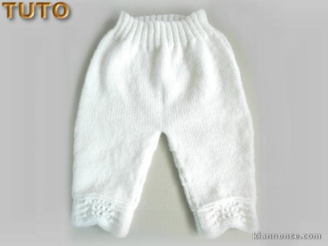 Explications tricot bébé, pantalon motif vagues
