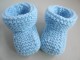 Chaussons bleus revers tricot laine bébé fait main