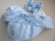 Trousseau bleu tricot laine bébé fait main