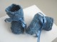 Tricot bébé chaussons bleu charron laine