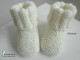 Chaussons tricot bébé, ECRU, laine Mérinos, fait main