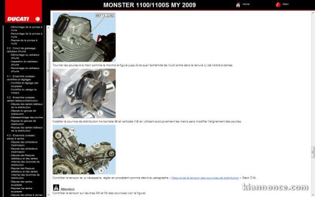 Manuel atelier et P-L Ducati Monster 1100 - 1100S - 2009 - FR.