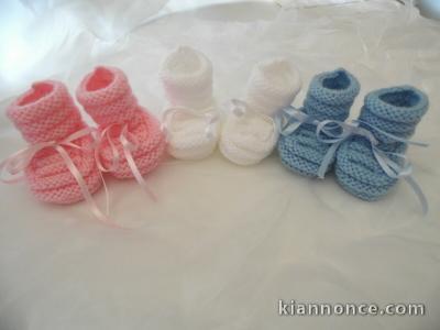 Tricot bébé chaussons taille naissance   