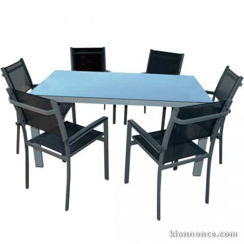 Table + fauteuils aluminium NOVA TOP QUALITE