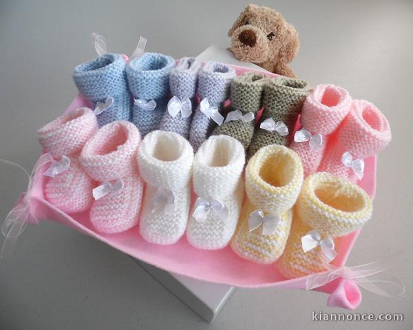 Semainier de chaussons tricot laine 