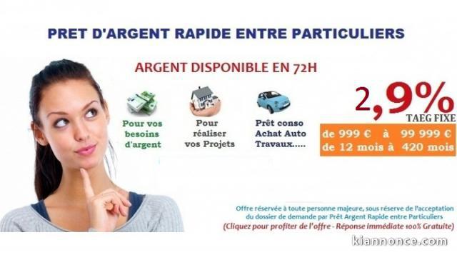 Offre de prêt entre particulier Très sérieux et très rapide