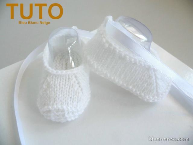 Explication TUTO ballerine layette bébé tricot laine