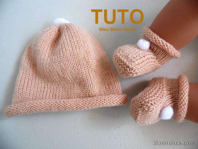 Explication TUTO bonnet chaussons PETALE pompons