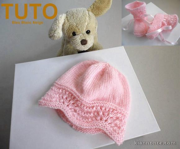 Explication TUTO bonnet chaussons layette bébé