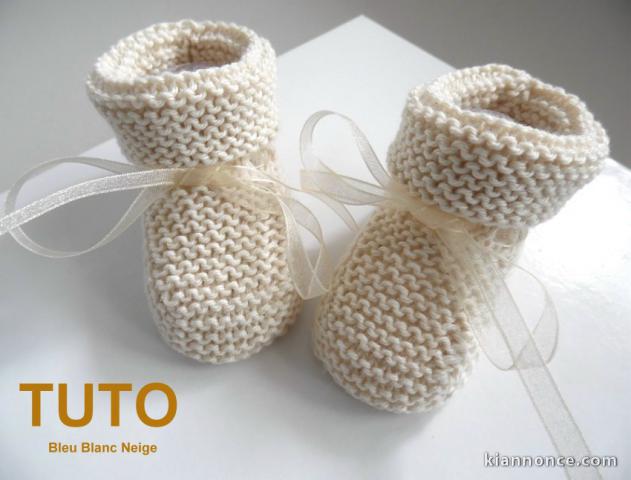 Explication TUTO chaussons layette bébé tricot laine