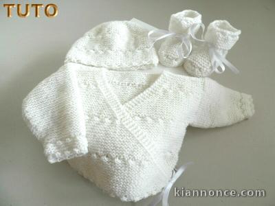 Tuto trousseau tricot laine croisé blancs 