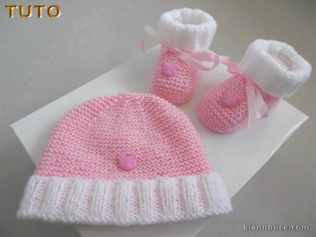 Tuto bonnet et chaussons motif vague 