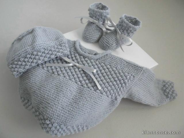 Tricot bébé trousseau laine Gris Astra