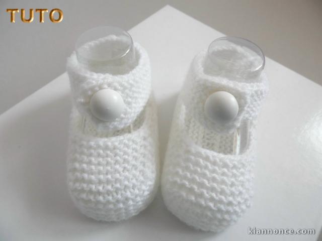 Explications, ballerines brides, tuto tricot bébé