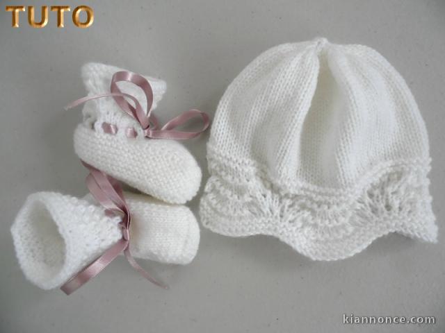 Explications, tuto tricot bébé bonnets vagues bb