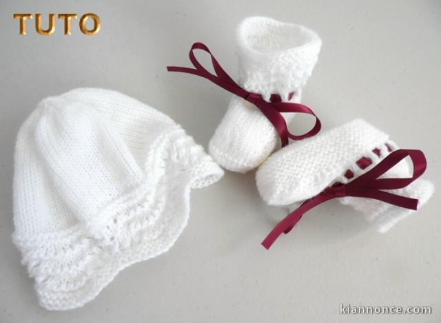 Explications, tuto tricot bébé bonnets vagues bb