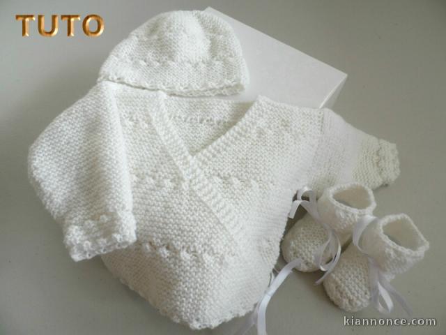 Tuto trousseau tricot laine croisé blancs