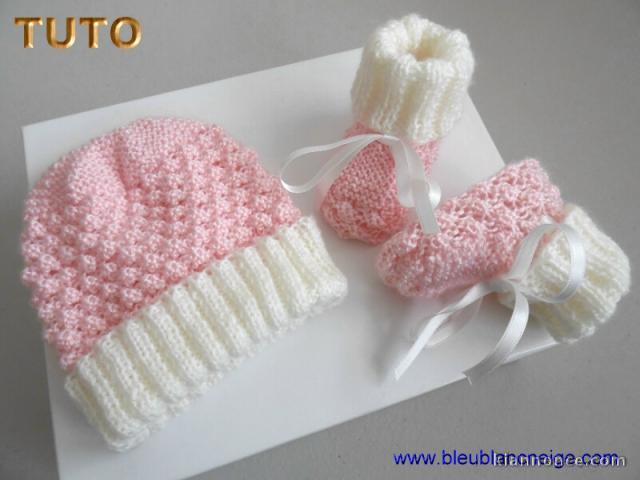 Explications, Tuto tricot bb, bonnet chaussons rose-ecru