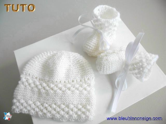 Tuto Bonnet bb layette tricot bebe explications en pdf