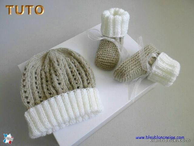 Tuto Bonnet chaussons bb layette tricot bebe explications pdf