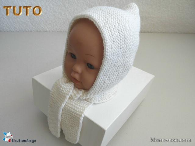 Tuto Bonnet bb layette tricot bebe explications en pdf