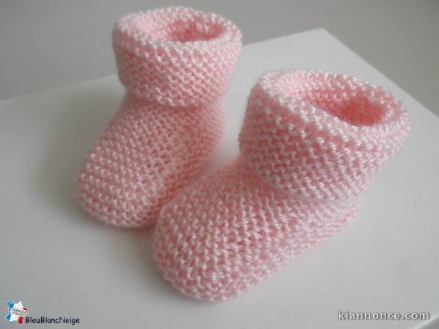 Tricot layette bb fait main chaussons