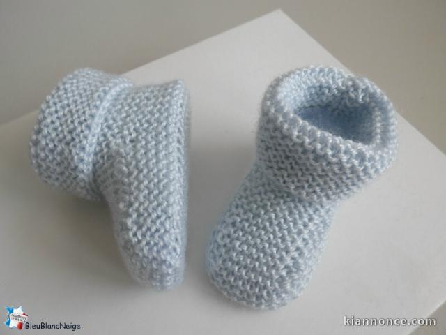 Tricot layette bb fait main chaussons