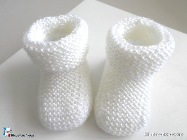 Tricot layette bb fait main chaussons