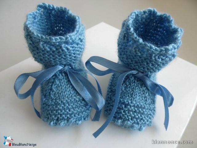 Tricot layette bb fait main chaussons