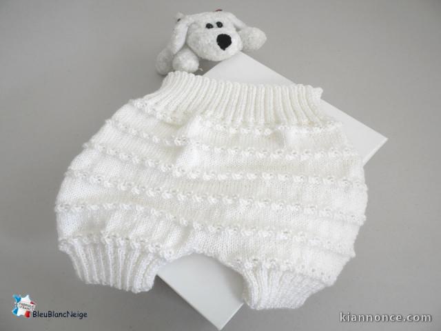 Tricot laine bb fait main, BLOOMER, short, bebe layette