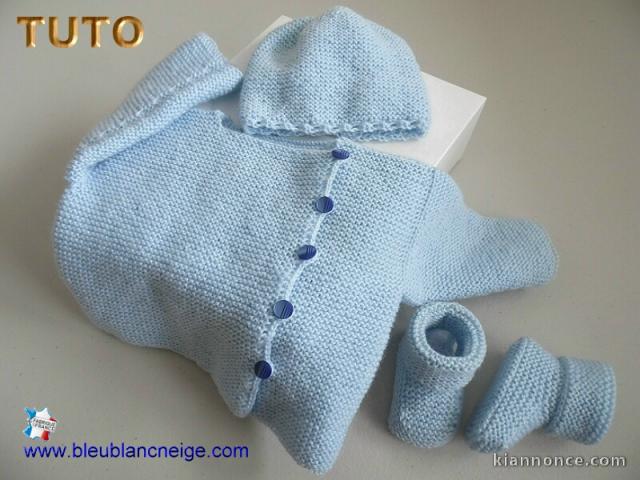 Fiche tricot bébé, layette, tricot bébé,TUTO, pdf