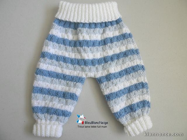 Pantalon bébé, tricot bébé, layette bb, fait main 