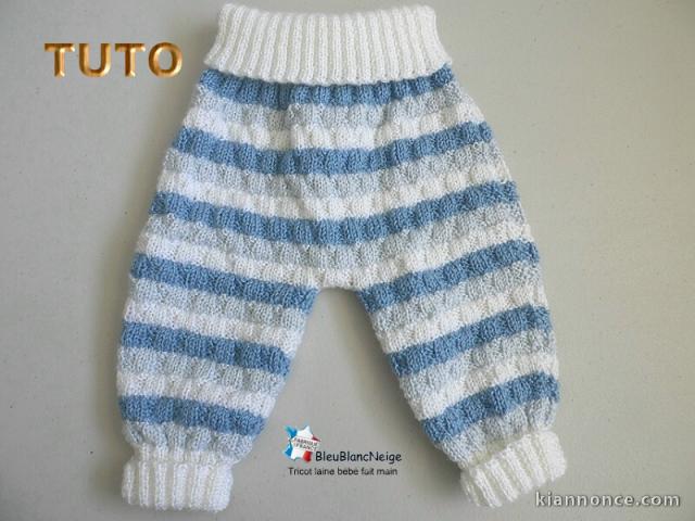Tuto PANTALON, tricot bb, layette tricot bebe explications, pdf