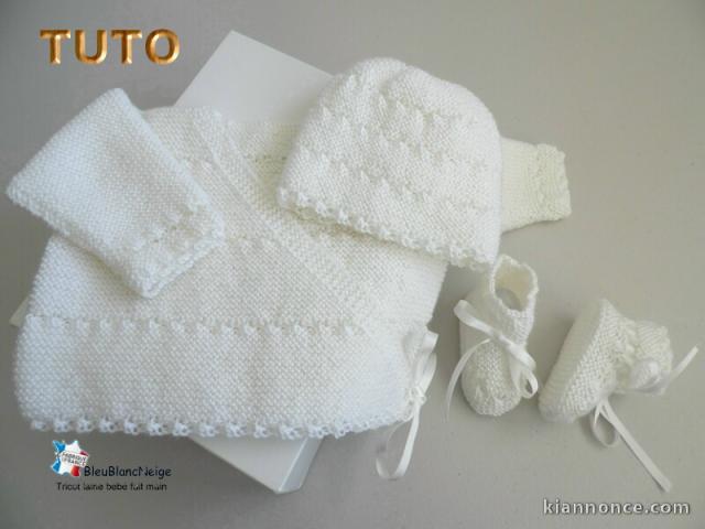 Fiche Tricot bébé, TUTO, explications brassière bonnet chaussons