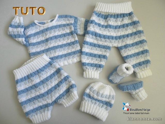 Fiche Tricot bébé, TUTO, ensemble complet layette bb