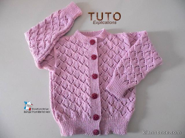 Fiche Tricot bébé, TUTO, Gilet bébé et enfant plusieurs tailles 