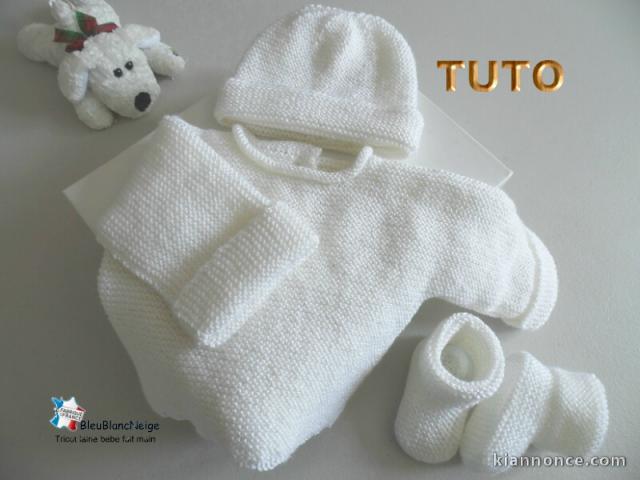 Fiche Tricot bébé, TUTO, ensemble FACILE complet layette bb