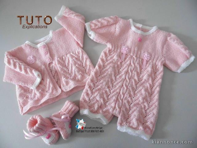 Fiche Tricot bébé, TUTO, ensemble complet layette bb