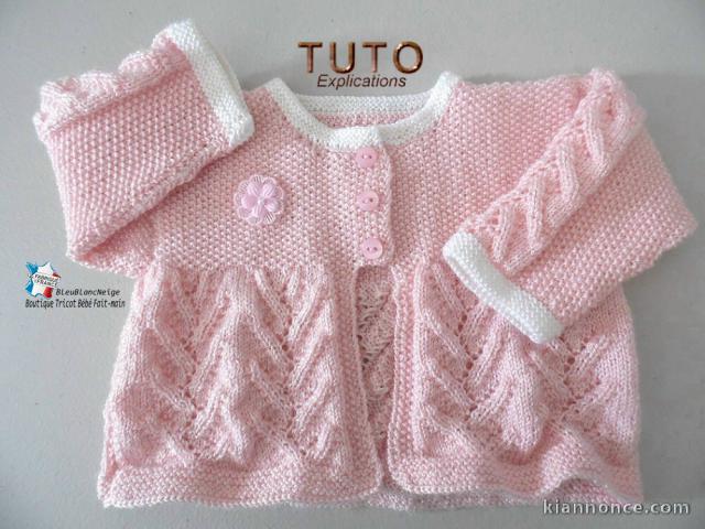 Fiche Tricot bébé, TUTO, Cardigan  et bloomer layette bb