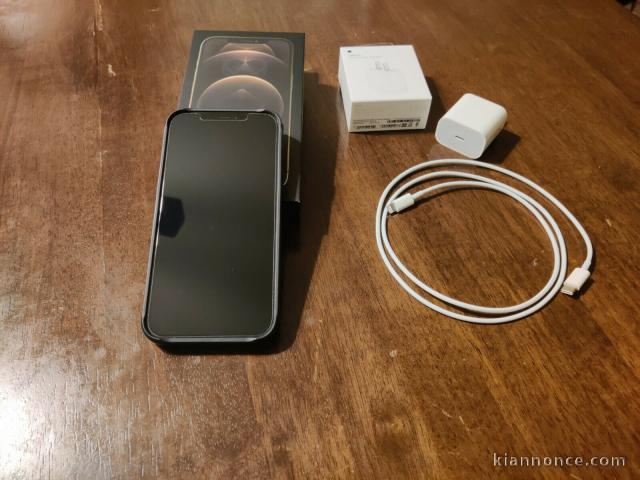 iPhone 12 Pro Max 256 Go Or Débloqué Santé de la batterie 100%