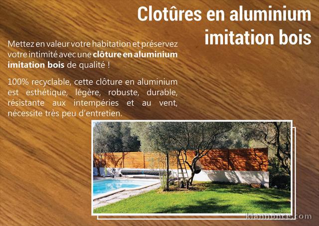 Clôture aluminium, imitation bois