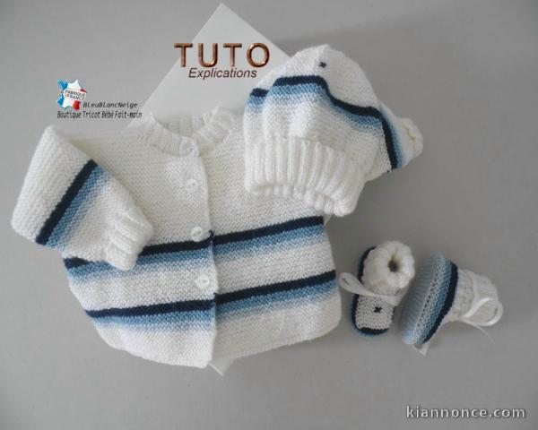 Fiche tricot bébé, modèle layette à tricoter, tuto, explications