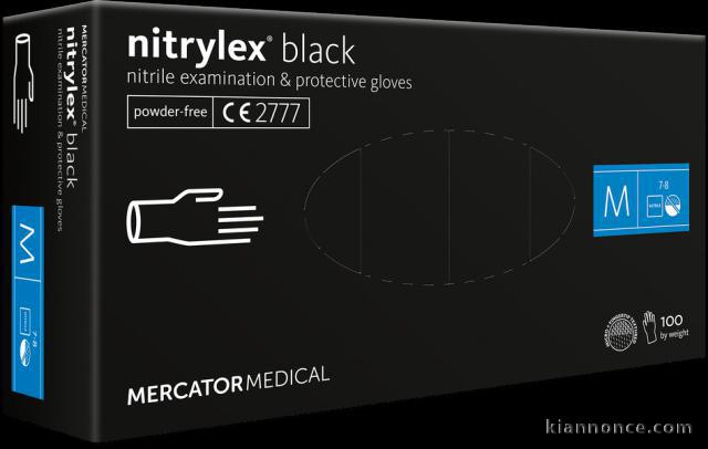 Boite de gants nitrile noir Nitrylex Mercator