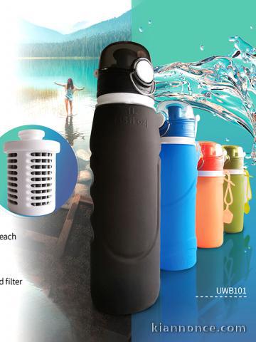 New camping premium folding antibacterial filter water bottle