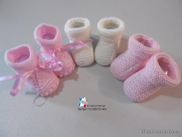 Lot chaussons PAS CHERS tricot bébé tricoté main fille